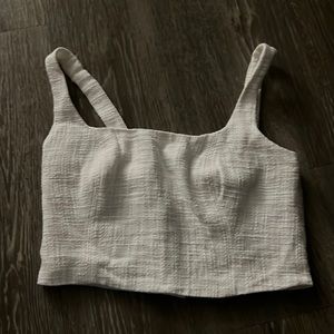 Abercrombie & Fitch white cropped linen tank